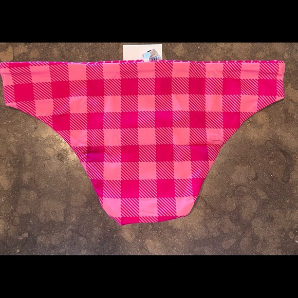 NEW W/ TAGS. Solid & striped. THE ELLE BOTTOM REVERSIBLE STRIPE & GINGHAM ORCHID - Picture 2 of 5